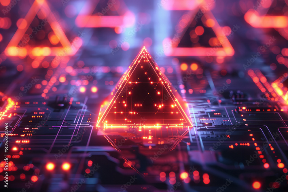 Aufkleber seamless background featuring isometric triangles and stylized network connection icons,