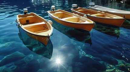 Obraz premium Peaceful Canoes on Serene Lake