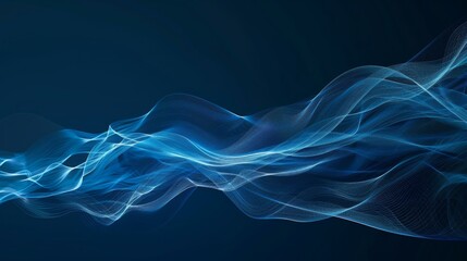 Abstract Blue Wave Lines on Dark Background