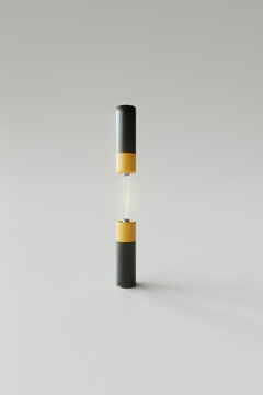 3D Render of Levitating AA Batteries with Electric Arc
