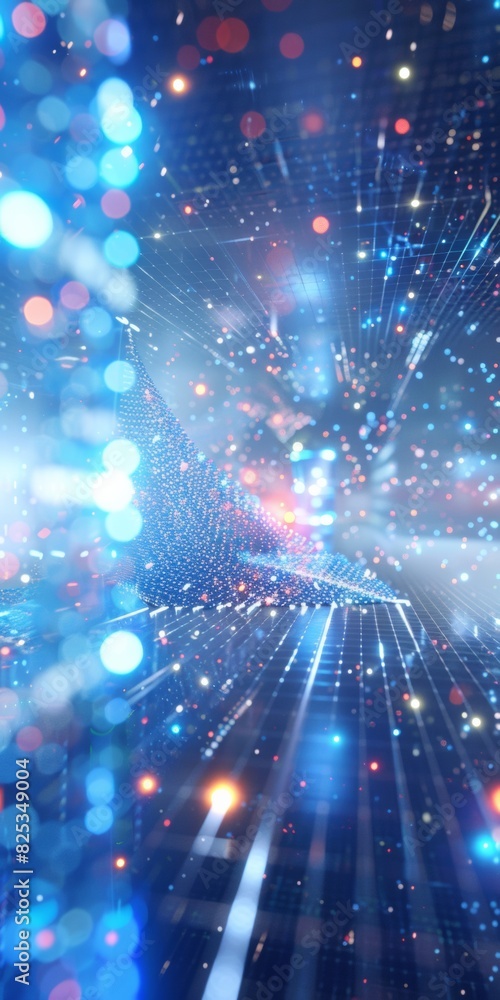 Poster Futuristic Vision of Artificial Intelligence: Bright Neon Neural Networks in an Abstract Digital World