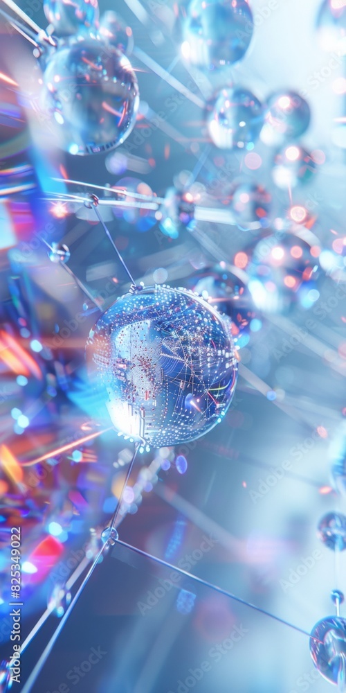 Poster vibrant display of futuristic ai technology: neon-colored neural networks symbolizing advances in ar