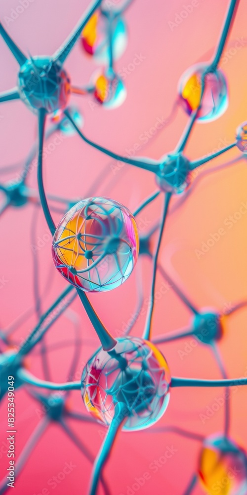 Leinwandbilder futuristic neon neural network: vivid abstract visualization of advanced ai technology in a modern s