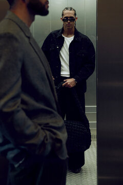 Fashion Editorial on Elevator