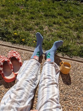 UGC POV PJ sleepers socks and coffee