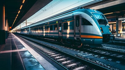 Naklejka premium Side profile of a locomotive in motion, captured with cinematic precision and professional photography techniques.