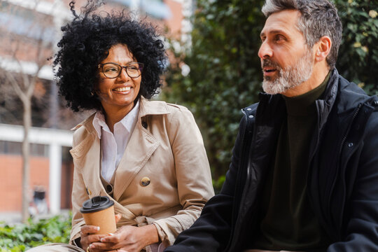 Senior Business Colleagues Talking Outside