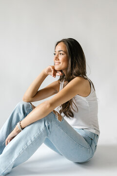 Happy Woman Portrait in Studio 