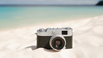 vintage camera on the beach