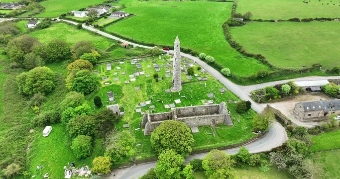 Ireland Epic Locations landscape Ardmore Round Tower and Cathedral, monastic site of St.Declan in Co. Waterford