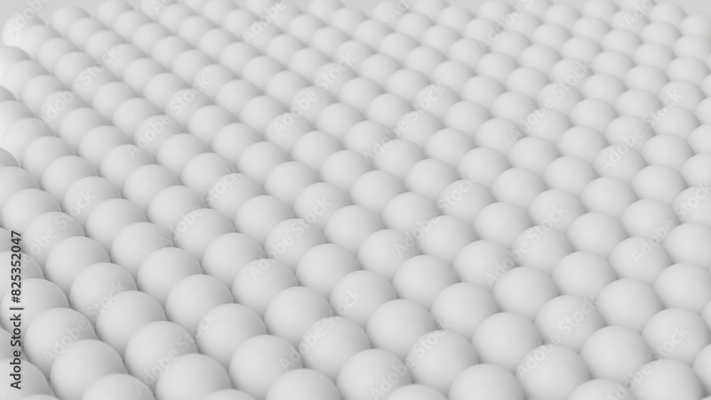 Poster 3d render image of ordered texture, abstract background of white balls organized in uniform grid. cl