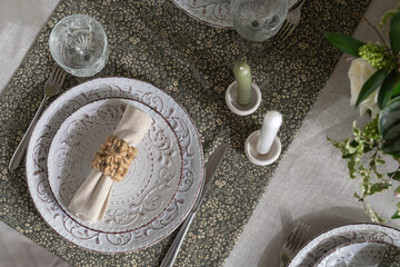 Top view at table served in luxury style