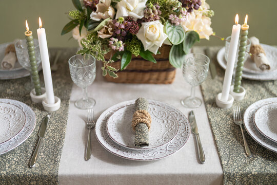 Closeup view at table served in luxury style