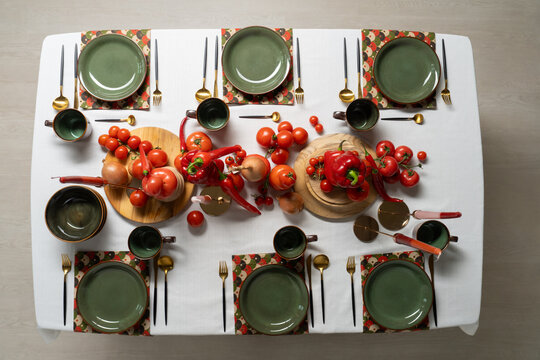 Composition of colorful vegetables on table served in luxury style