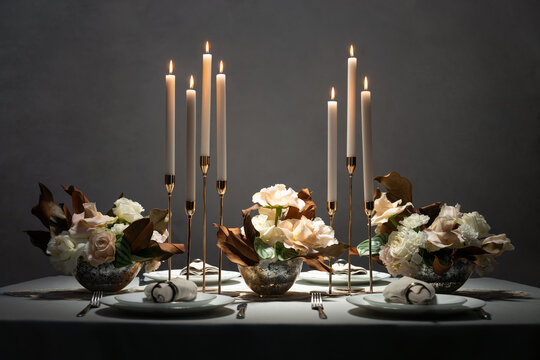 Closeup view at table served in luxury style