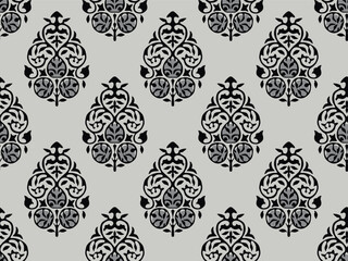 ORNAMENTAL FLORAL DAMASK SEAMLESS PATTERN WALLPAPER BACKGROUND IN VINTAGE STYLE