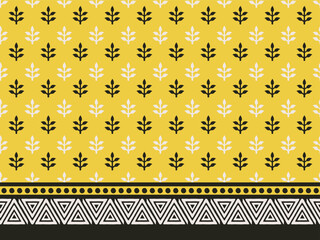 INDIAN TRADITIONAL FOLIAGE BLOCK PRINT DESIGNWITH SEAMLESS BORDER PATTERN AJRAKH PRINTS BATIK PRINTS SANGANER JAIPUR SEAMLESS PATTERNS 