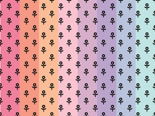 FLORAL CUT OUT PRINT ON COLORFUL RAINBOW BACKGROUND SEAMLESS PATTERN 