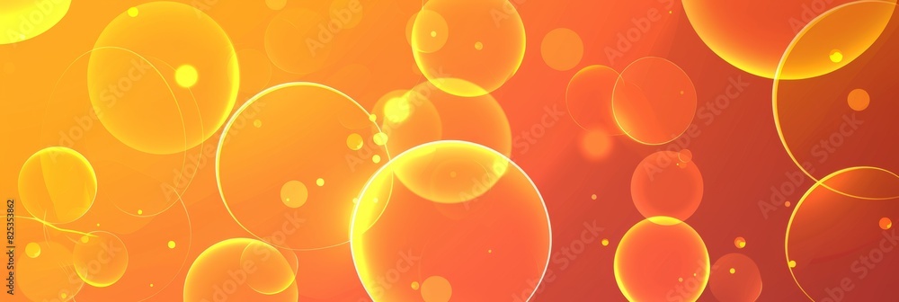 Poster abstract orange and yellow background with circles web banner, modern style generative ai