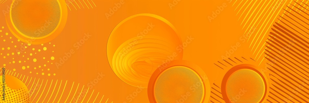 Poster abstract orange background with circles and geometric shapes, banner design generative ai