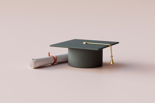 Academic Graduation Cap and Diploma - Powered by Adobe