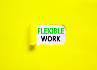 Flexible work symbol. Concept words Flexible work on beautiful white paper. Beautiful yellow paper...