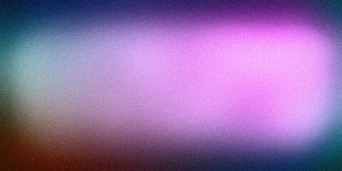 Multicolor grainy gradient background with dark blue pink neon purple azure red turquoise. Ultra-wide abstract blur perfect for design banners wallpapers templates posters desktops. Premium vintage