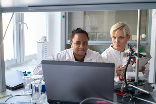 Two Scientists Working In The Lab Together