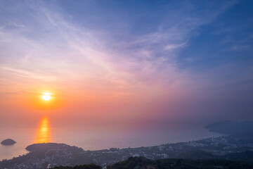 Panorama aerial top view Kata beach of Phuket, travel in Thailand