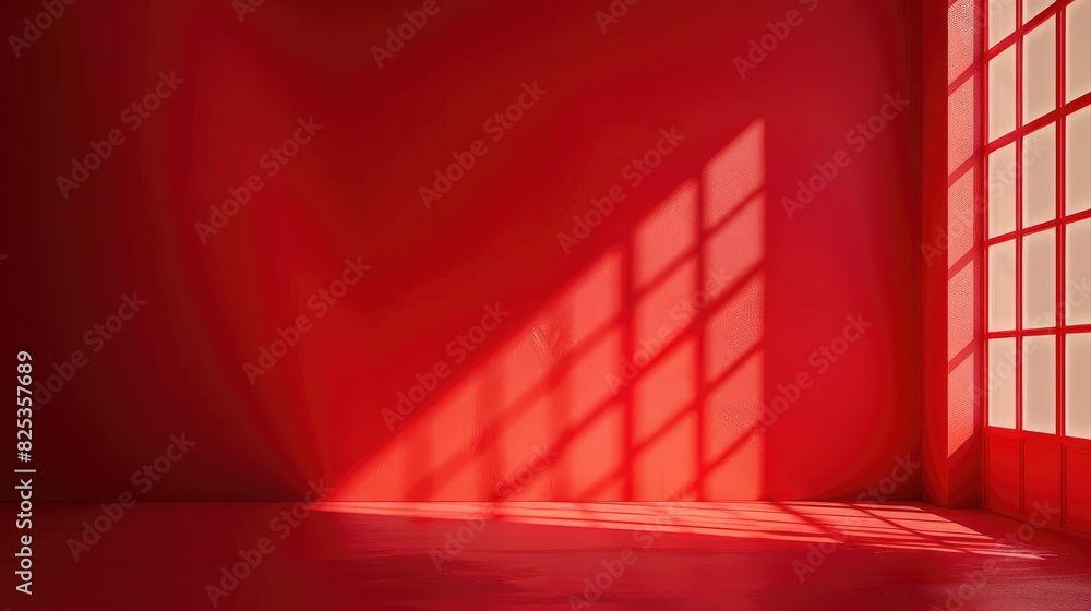 Poster red studio background with window shadow for showcasing products