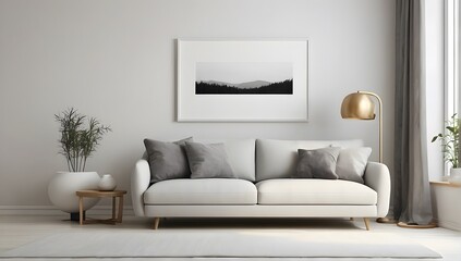 Fototapeta premium A modern and minimal living room with sofa, interior design, 