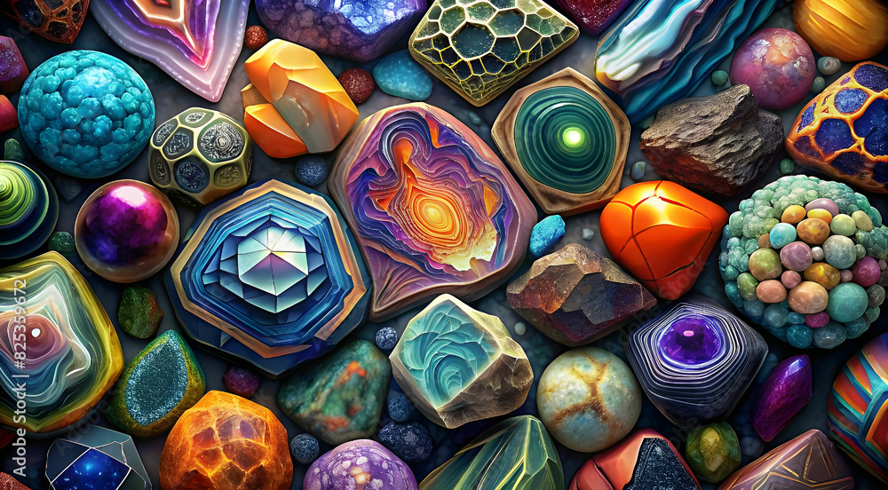 Wall mural discover the vibrant world of unique stones