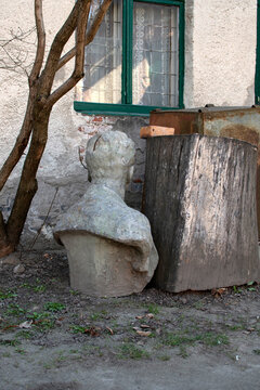 Old broken bust of a man