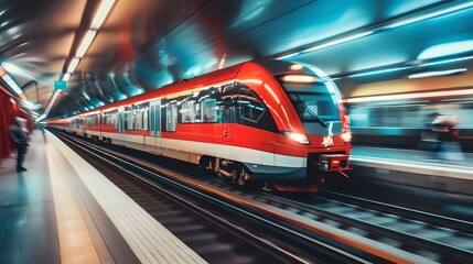 Fototapeta premium Side profile of a locomotive in motion, captured with cinematic precision and professional photography techniques.