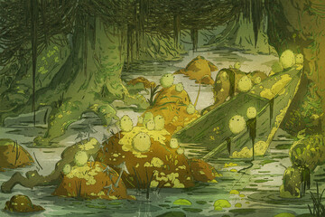 Magical creatures living in the swamp