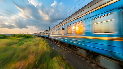 Fototapeta premium Side profile of a locomotive in motion, captured with cinematic precision and professional photography techniques.