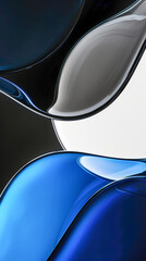Abstract Digital Art With Fluid Blue, Black, and White Shapes Creating Modern Visual Effect