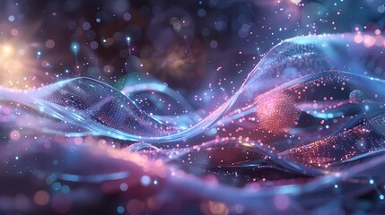 Obraz premium A scene of a particle wave, with a background of particles of matter and energy