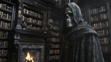 Grim Reaper in Dark Gothic Library
