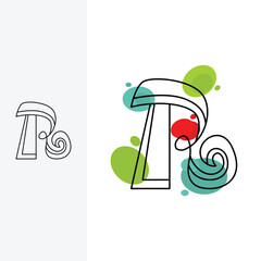 letter R logo. logo design template sign. Line art style.