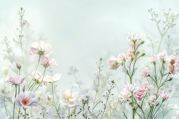 Delicate Pastel Flowers in a Serene Garden