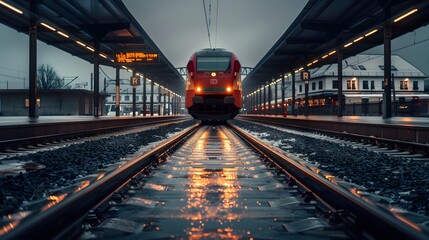 Naklejka premium Front view of a locomotive with cinematic and professional photography style.