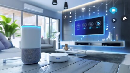 Smart home control system with voice assistant and automation.
