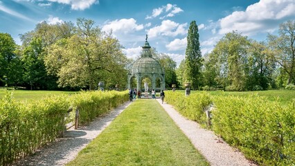 Scenic view of a gazebo in a tranquil park