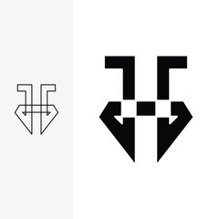 JEWELLERY LOGOS, letter H sparkling diamond. Line art style and silhouette stylish.