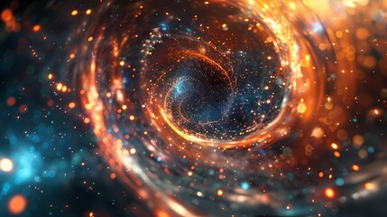 Obraz premium A scene of a particle whirlwind, with a background of particles of matter and energy