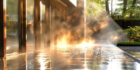 Professional power washing service for residential and commercial properties ensuring clean surfaces. Concept Power Washing Service, Residential Cleaning, Commercial Maintenance