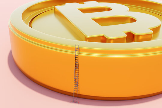 Bitcoin crypto money ladder growth, investment, savings concept