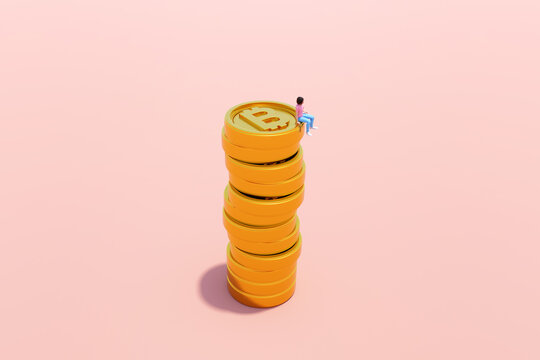 Bitcoin crypto money success, growth, investment, savings concept