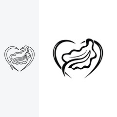 the logo of a leaf combined with the symbol of love, monoline style and silhouette stylish.